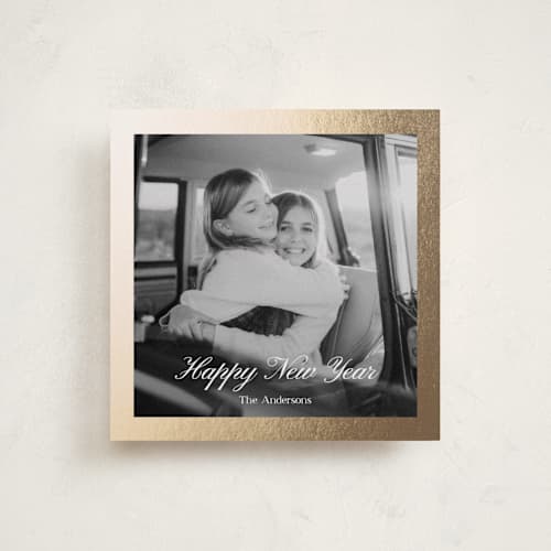 This is a starlight foil pressed holiday cards with foil pressed by Cass Loh called luxe frame printing on recycled smooth signature in square