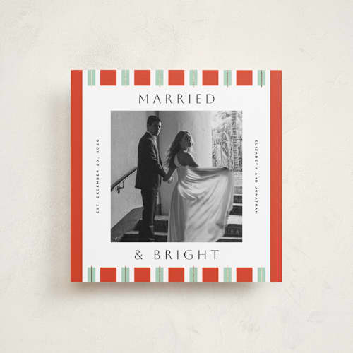 This is a peppermint foil pressed holiday cards with foil pressed by Yuliya Evseeva called holiday rhythm printing on recycled smooth signature in square