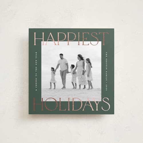 This is a fir foil pressed holiday cards with foil pressed by Pink House Press called equilateral printing on recycled smooth signature in square