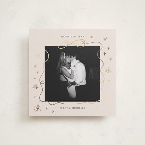 This is a clay foil pressed holiday cards with foil pressed by Kartika Paramita called popz border printing on recycled smooth signature in square