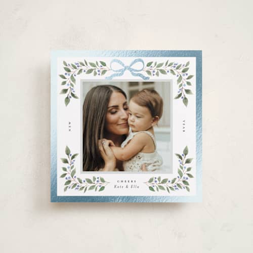 This is a winter foil pressed holiday cards with foil pressed by Itsy Belle Studio called ella printing on recycled smooth signature in square