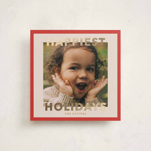This is a berry foil pressed holiday cards with foil pressed by Angela Thompson called bright border printing on recycled smooth signature in square