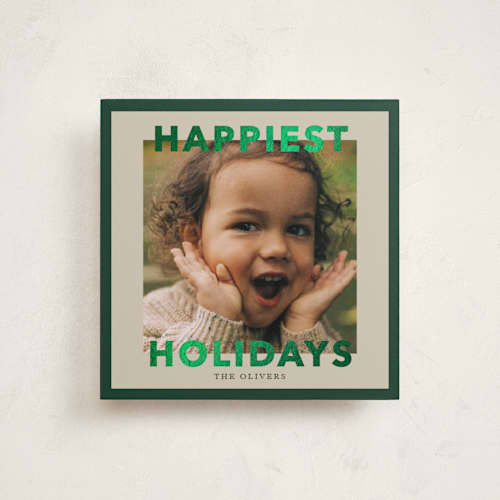 This is a juniper foil pressed holiday cards with foil pressed by Angela Thompson called bright border printing on recycled smooth signature in square