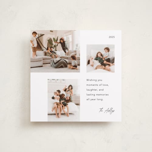 This is a winter holiday photo cards with standard by Kelly Williams called lasting memories printing on recycled smooth signature in square