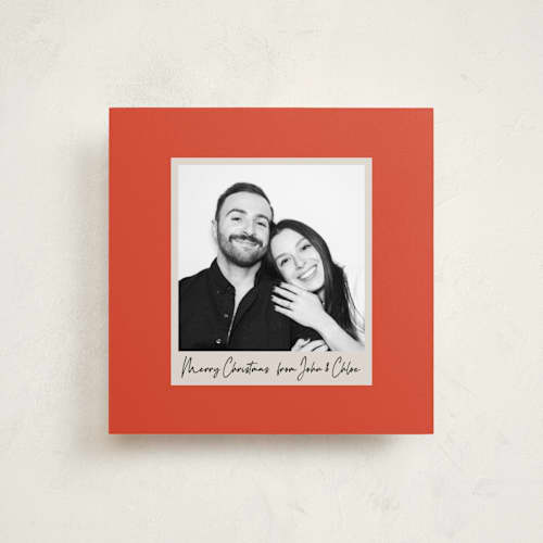 This is a rouge holiday photo cards with standard by Jeremy called keepsake printing on recycled smooth signature in square