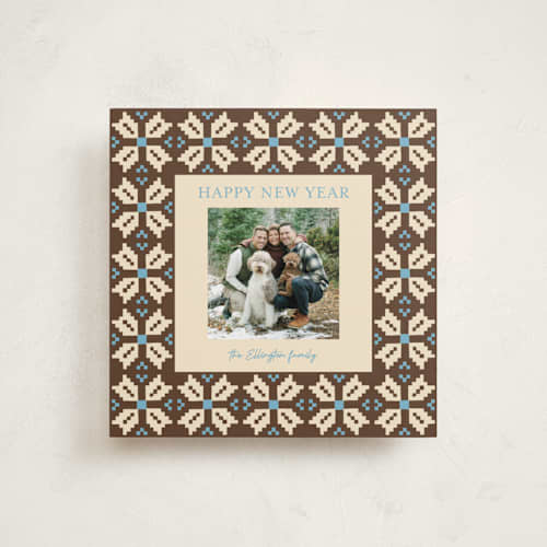 This is a gingerbread holiday photo cards with standard by Alisa Galitsyna called woven joy printing on recycled smooth signature in square