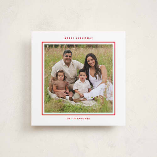 This is a candy cane holiday photo cards with standard by Tamara Hilje called chunky printing on recycled smooth signature in square