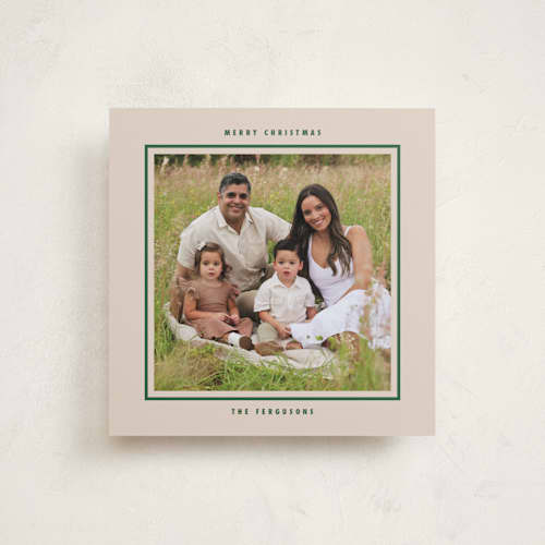 This is a fir holiday photo cards with standard by Tamara Hilje called chunky printing on recycled smooth signature in square