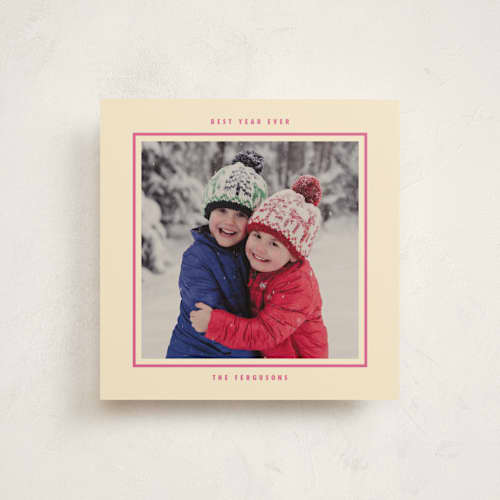 This is a butter holiday photo cards with standard by Tamara Hilje called chunky printing on recycled smooth signature in square