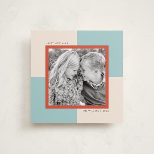 This is a icicle holiday photo cards with standard by Morgan Kendall called checkmate printing on recycled smooth signature in square