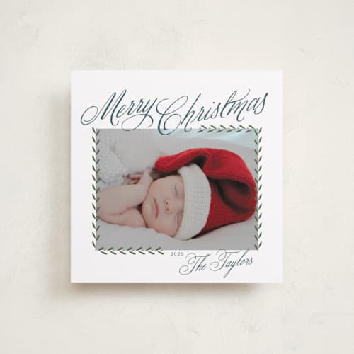 This is a winter garden holiday photo cards with standard by Alston Foster called merry classic printing on recycled smooth signature in square