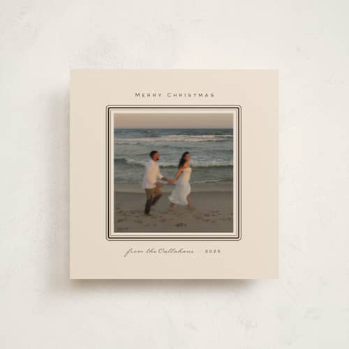 This is a camel holiday photo cards with standard by Studio Suku called vintage photo printing on recycled smooth signature in square