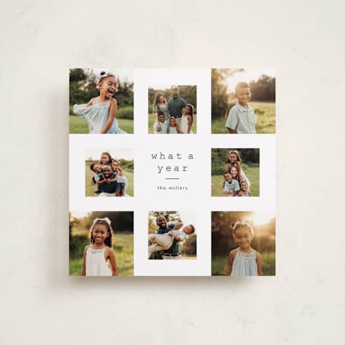 This is a snow holiday photo cards with standard by Stacey Meacham called corner squares printing on recycled smooth signature in square