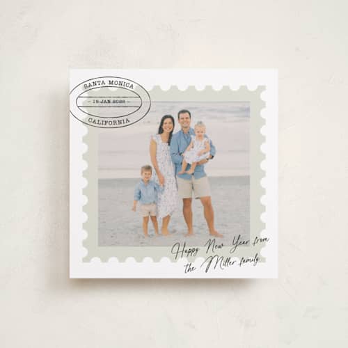 This is a clouds holiday photo cards with standard by Jennifer Lew called postmark printing on recycled smooth signature in square