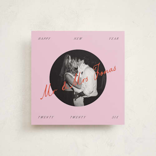 This is a strawberry holiday photo cards with standard by Claudia Orengo called our song printing on recycled smooth signature in square