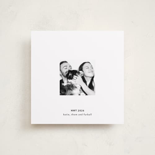 This is a snow holiday photo cards with standard by Gwen Bedat called blank slate printing on recycled smooth signature in square