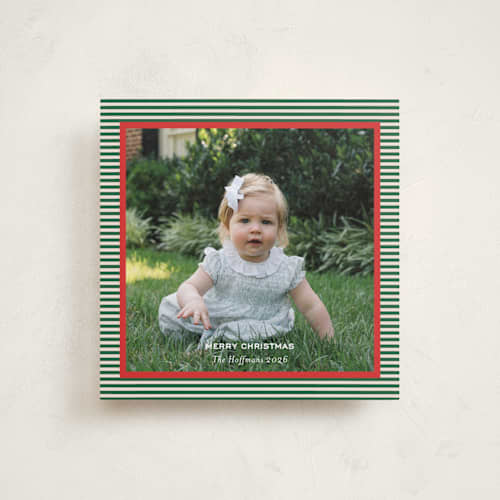 This is a pine holiday photo cards with standard by Annie Shapiro called spirit printing on recycled smooth signature in square