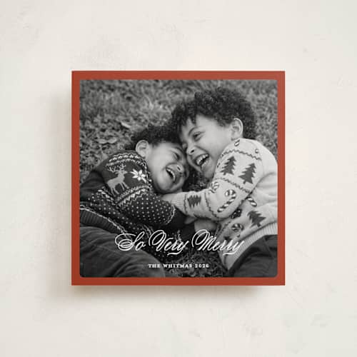 This is a stocking holiday photo cards with standard by Stephanie Heinrich Godbout called these little moments printing on recycled smooth signature in square