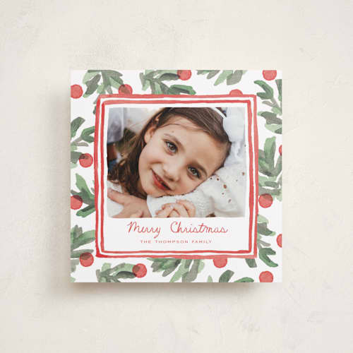 This is a peppermint holiday photo cards with standard by Oscar and Emma - Karly Depew called fresh festive printing on recycled smooth signature in square
