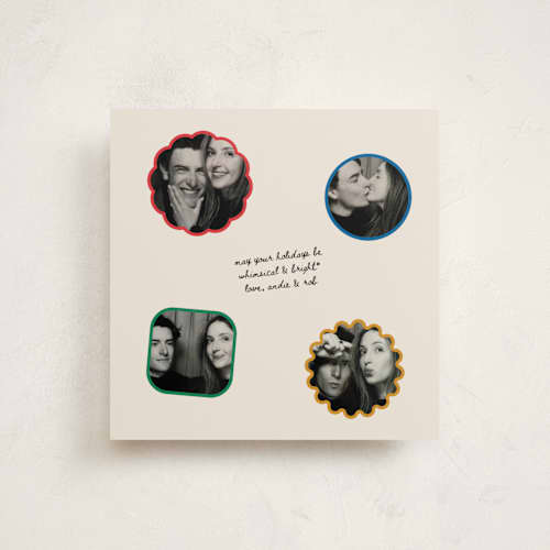 This is a confetti holiday photo cards with standard by Hattie and Jane called whimsyday printing on recycled smooth signature in square
