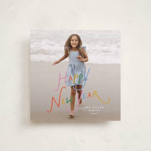This is a confetti holiday photo cards with standard by Susan Zinader called chalk writing printing on recycled smooth signature in square