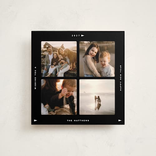 This is a coal holiday photo cards with standard by Adelyn T. called snapshot reel printing on recycled smooth signature in square