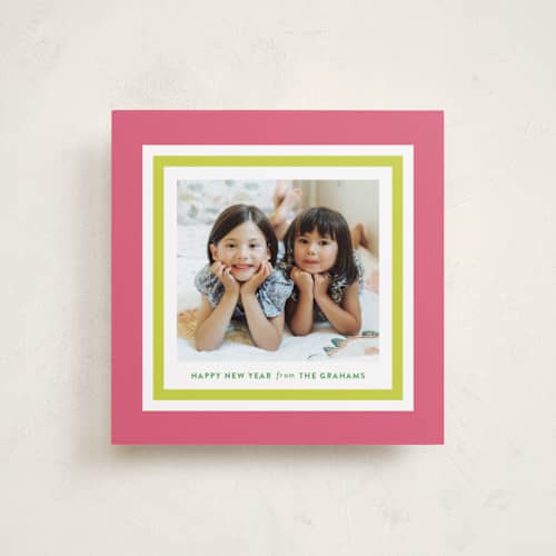 This is a candy holiday photo cards with standard by Sara Hicks Malone called palm royale printing on recycled smooth signature in square