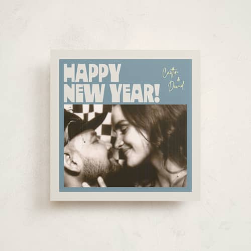 This is a blue jay holiday photo cards with standard by Bailamor Design by CM called bold and squared printing on recycled smooth signature in square