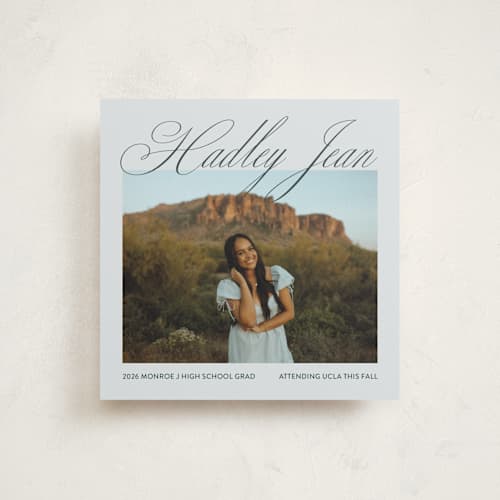 This is a ocean graduation announcements with standard by Hannah Fox called framed name printing on recycled smooth signature in standard