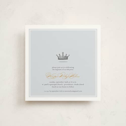 This is a argonaut baptism and christening announcements with standard by Katie Beth Owens called our little prince printing on signature in standard