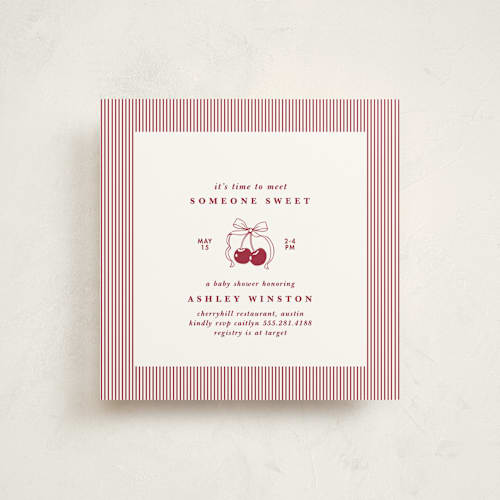 This is a bing cherry baby shower invitations with standard by Charter Oaks Creative called classic cherries printing on signature in standard