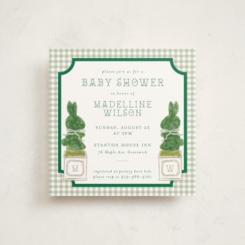 This is a ivy baby shower invitations with standard by Jenna Holcomb called topiary printing on signature in standard