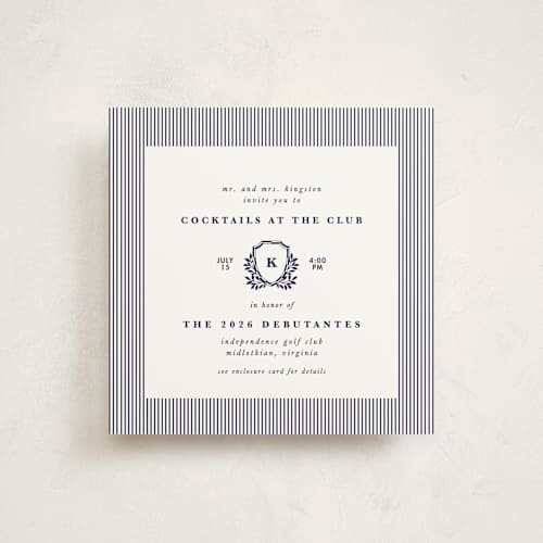 This is a academy debutante party invitations with standard by Charter Oaks Creative called classic crest printing on signature in standard