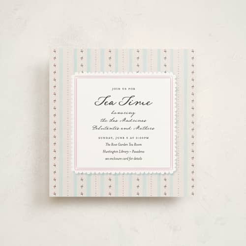 This is a blue raspberry debutante party invitations with standard by Kamala Nahas called tea time printing on signature in standard
