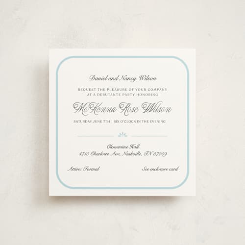 This is a brunerra debutante party invitations with standard by Casey Miller called the grand entrance printing on signature in standard