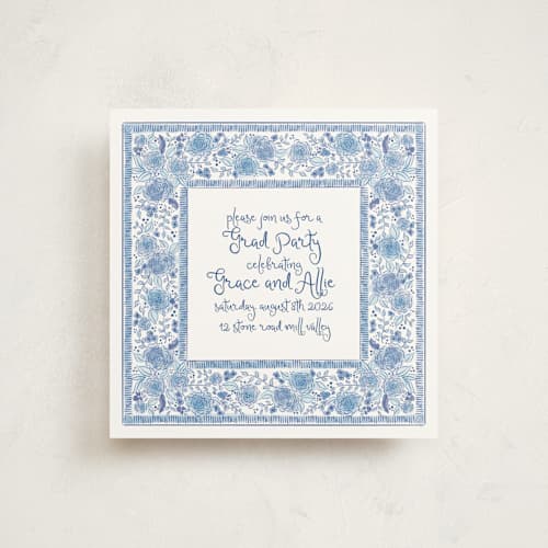 This is a royal blue graduation invitations with standard by Tamara Hilje called loire printing on signature in standard