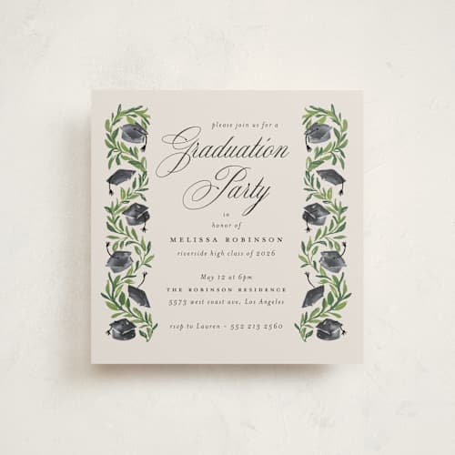 This is a neutral graduation invitations with standard by Claudia Orengo called hats off printing on signature in standard