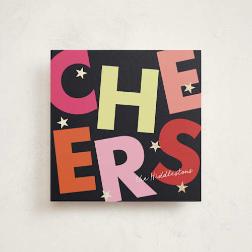 This is a bubblegum foil pressed holiday cards with foil pressed by Morgan Kendall called disco printing on signature in square