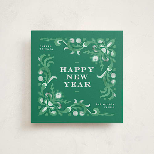 This is a evergreen holiday photo cards with standard by Anastasia Makarova called woven wonders printing on signature in square