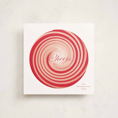 This is a candy cane holiday photo cards with standard by Gwen Bedat called candyland printing on signature in square