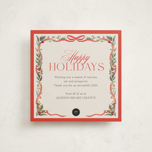 This is a cherry holiday photo cards with standard by Elly called festive winter printing on signature in square