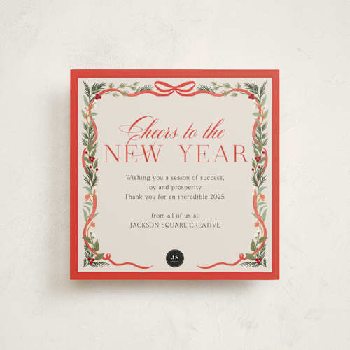 This is a cherry holiday photo cards with standard by Elly called festive winter printing on signature in square