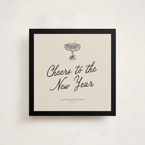 This is a caviar holiday photo cards with standard by Cindy Reynolds called bubbly clink printing on signature in square