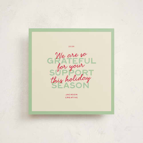This is a mint holiday photo cards with standard by Ellen Schlegelmilch called two type printing on signature in square