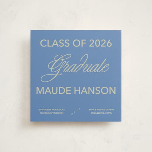 This is a denim graduation announcements with standard by Inkblot Design called new style printing on signature in standard