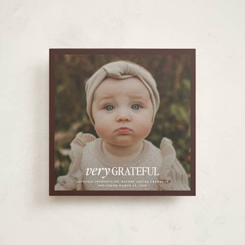 This is a cocoa thanksgiving cards invitations with standard by Jenna Holcomb called grateful squared printing on signature in standard