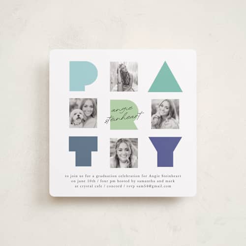 This is a mint graduation invitations with standard by Lori Wemple called graduate party printing on recycled smooth signature in standard