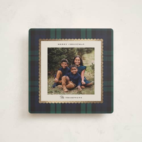 This is a spruce foil pressed holiday cards with foil pressed by Heather Schertzer called campbell printing on recycled smooth signature in square