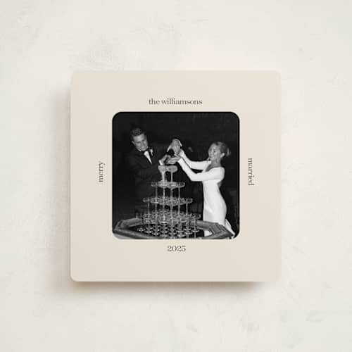 This is a ivory holiday photo cards with standard by Beth Vassalo called vintage square printing on recycled smooth signature in square