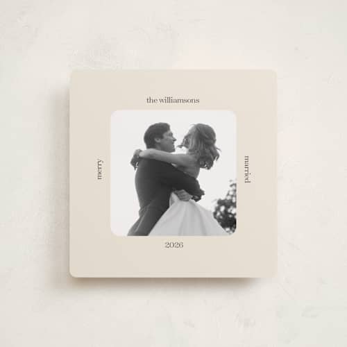 This is a ivory holiday photo cards with standard by Beth Vassalo called vintage square printing on recycled smooth signature in square